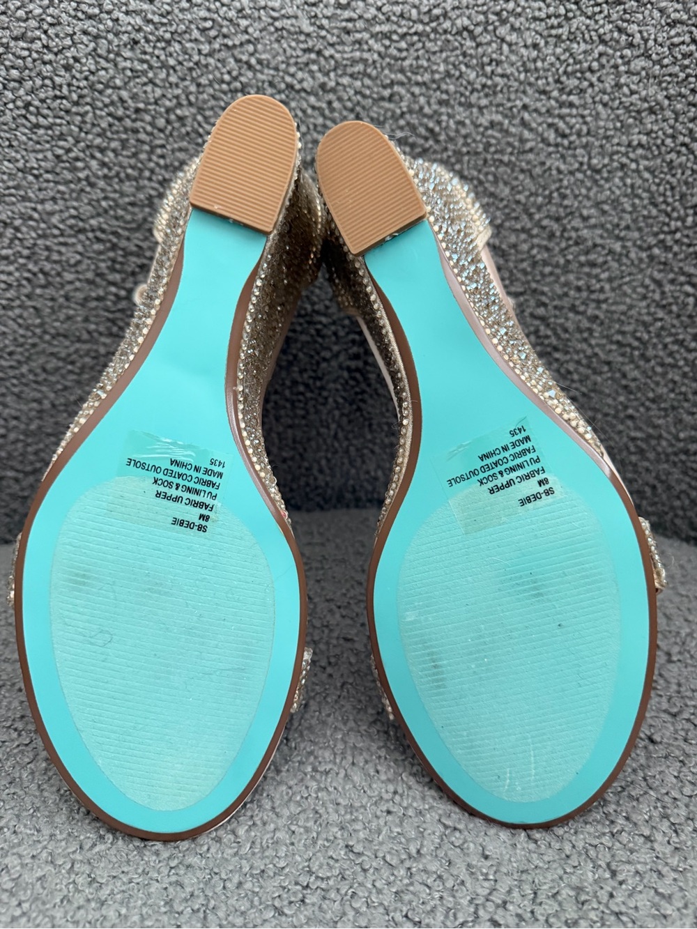 Betsey Johnson Champagne Gold Rhinestone Wedge Sandals - Picture 5 of 8